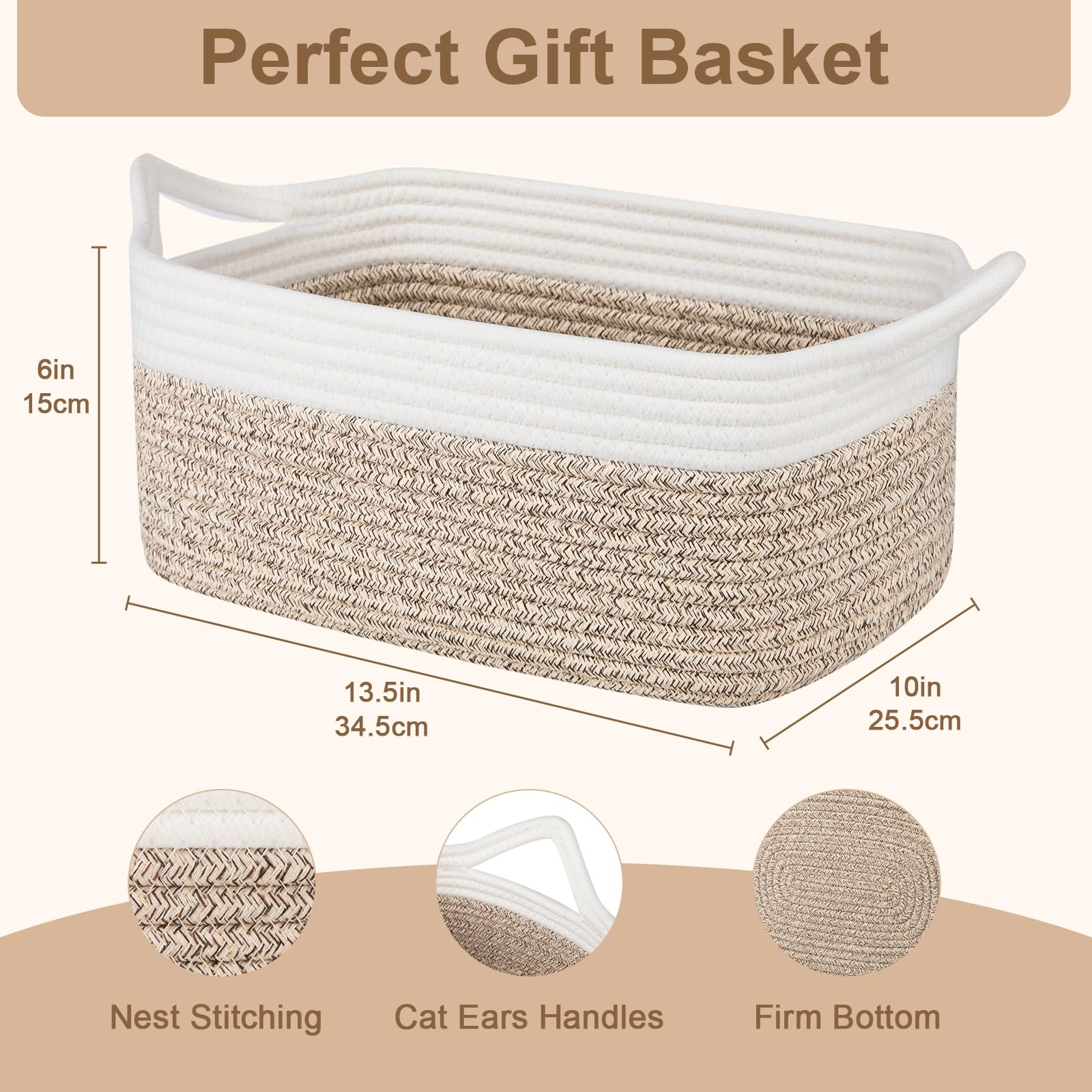 OIAHOMY basket with cat ear handles ready for convenient carrying