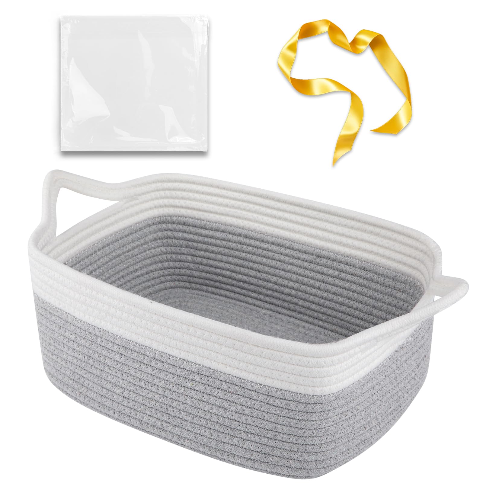 OIAHOMY small woven rope basket with gift bag and ribbon for gifting