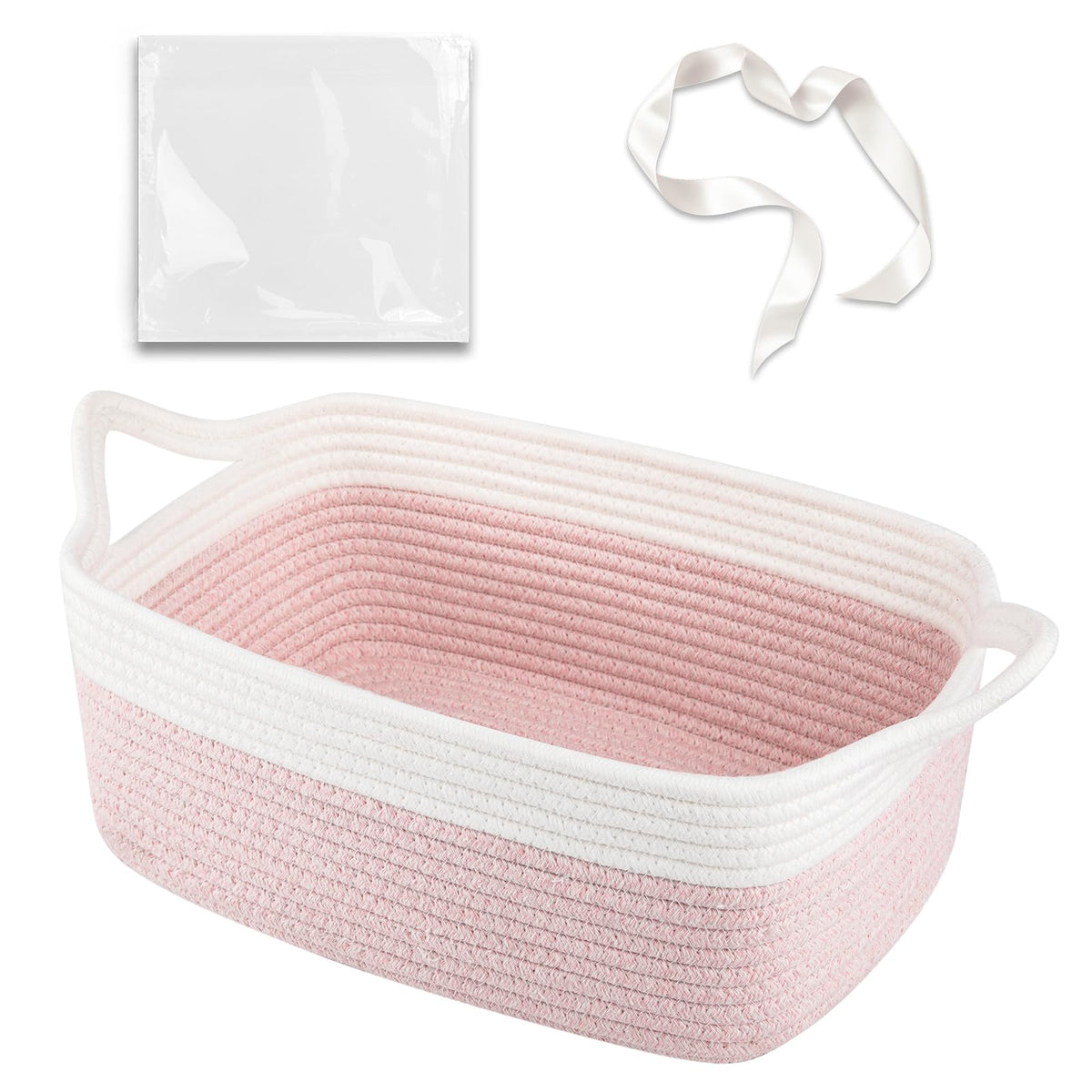 OIAHOMY small woven rope basket with gift bag, ideal for compact gift storage