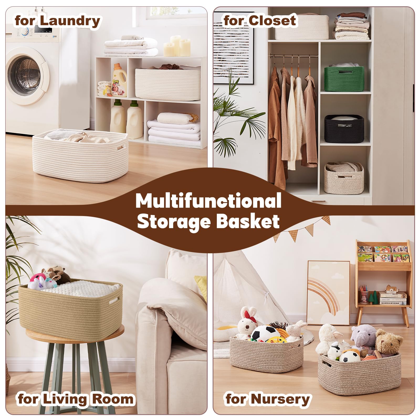 OIAHOMY soft cotton rope basket reshapes to fit items.