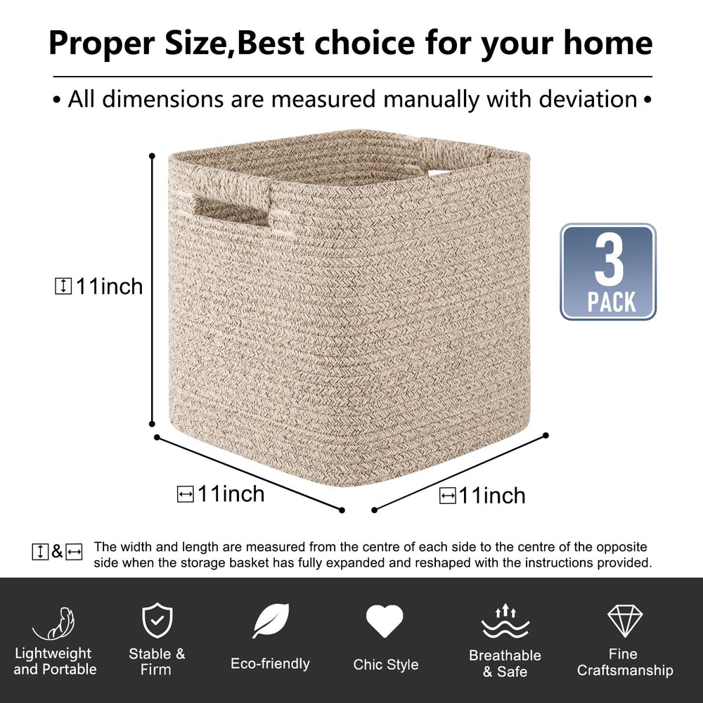OIAHOMY square storage bin with reinforced handles for easy movement