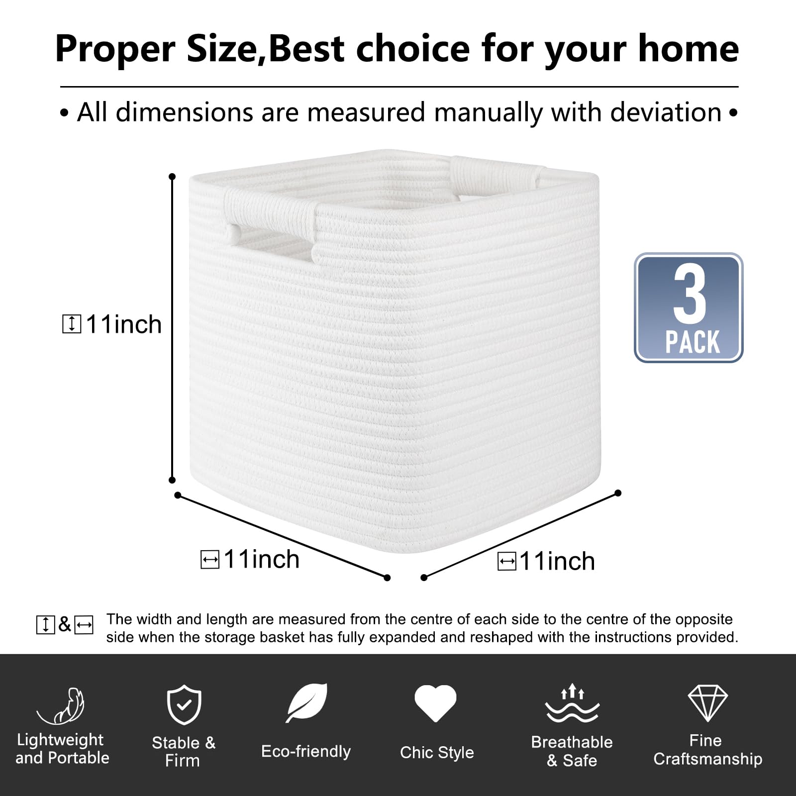 OIAHOMY square storage bin collapsible for flexible closet organization.