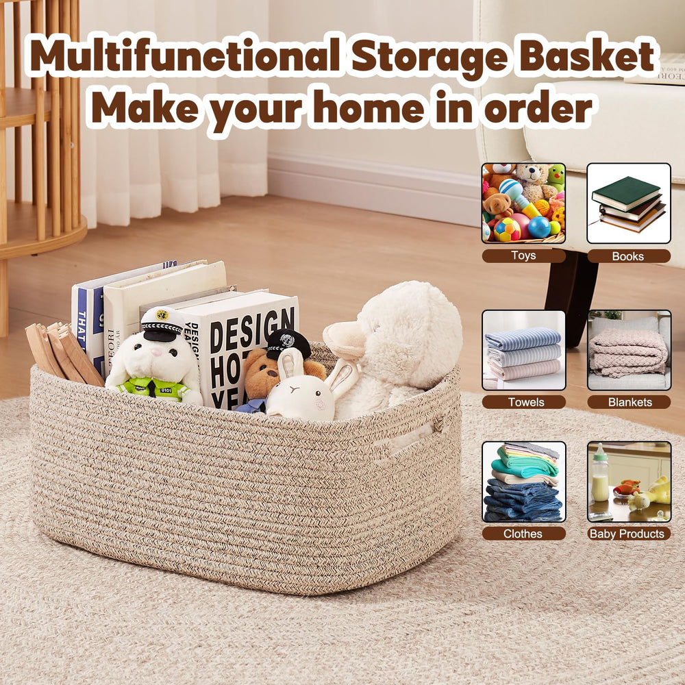 OIAHOMY storage basket with two handles makes carrying toys around the home easy