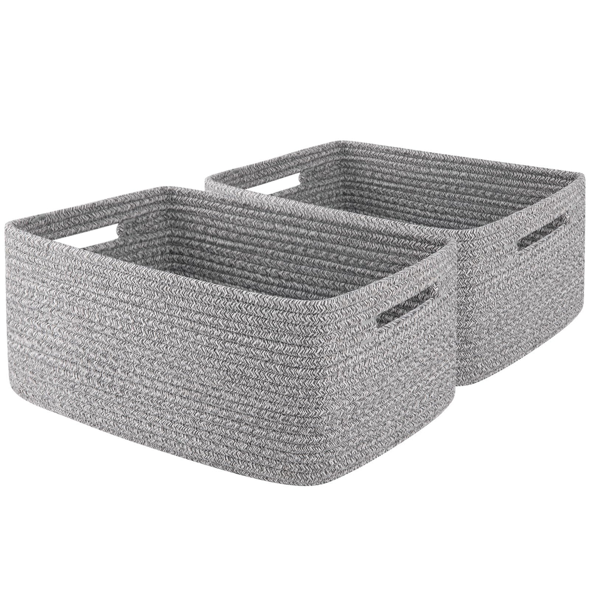 OIAHOMY grey storage basket on shelf for organized spaces