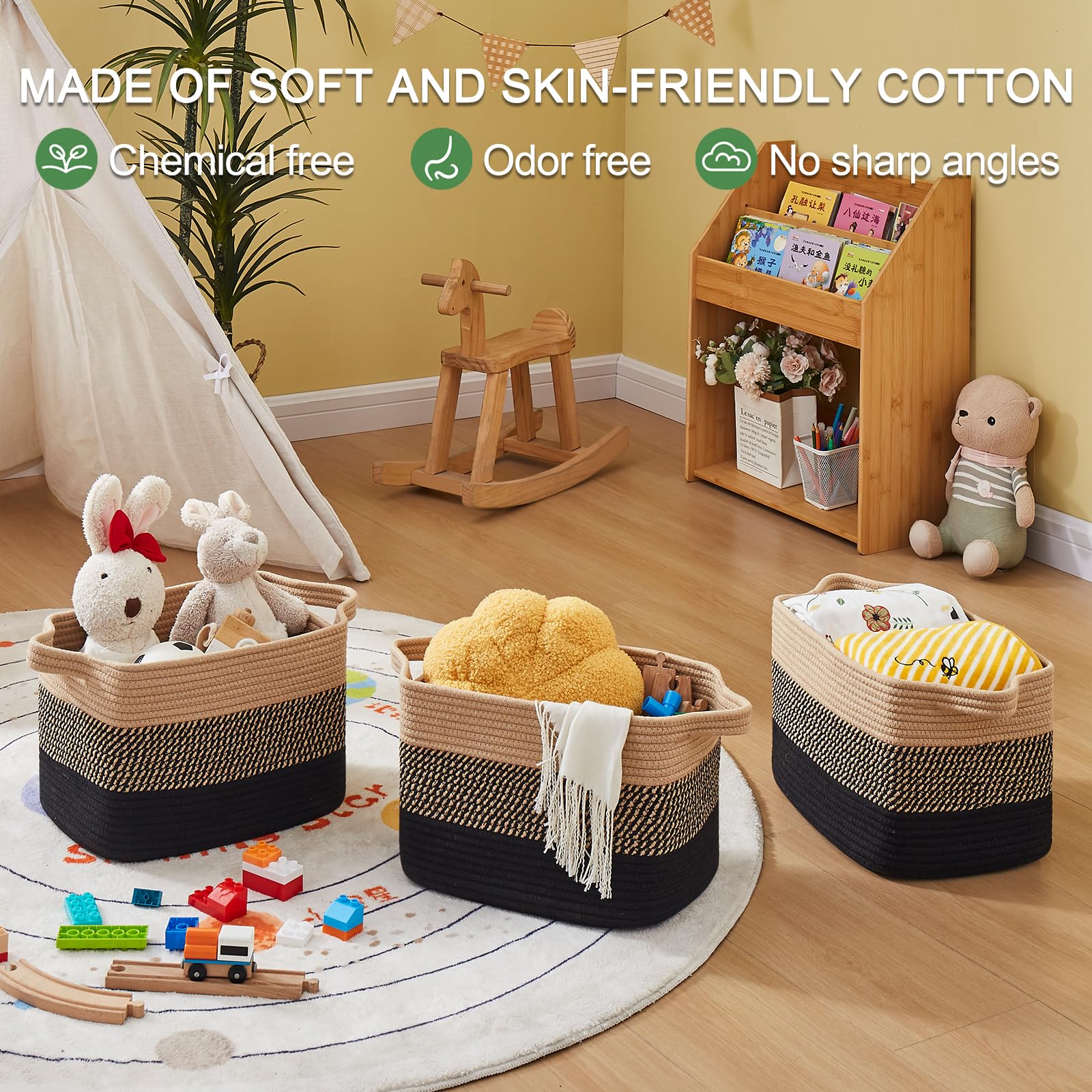 OIAHOMY basket with built-in handles makes transport easy