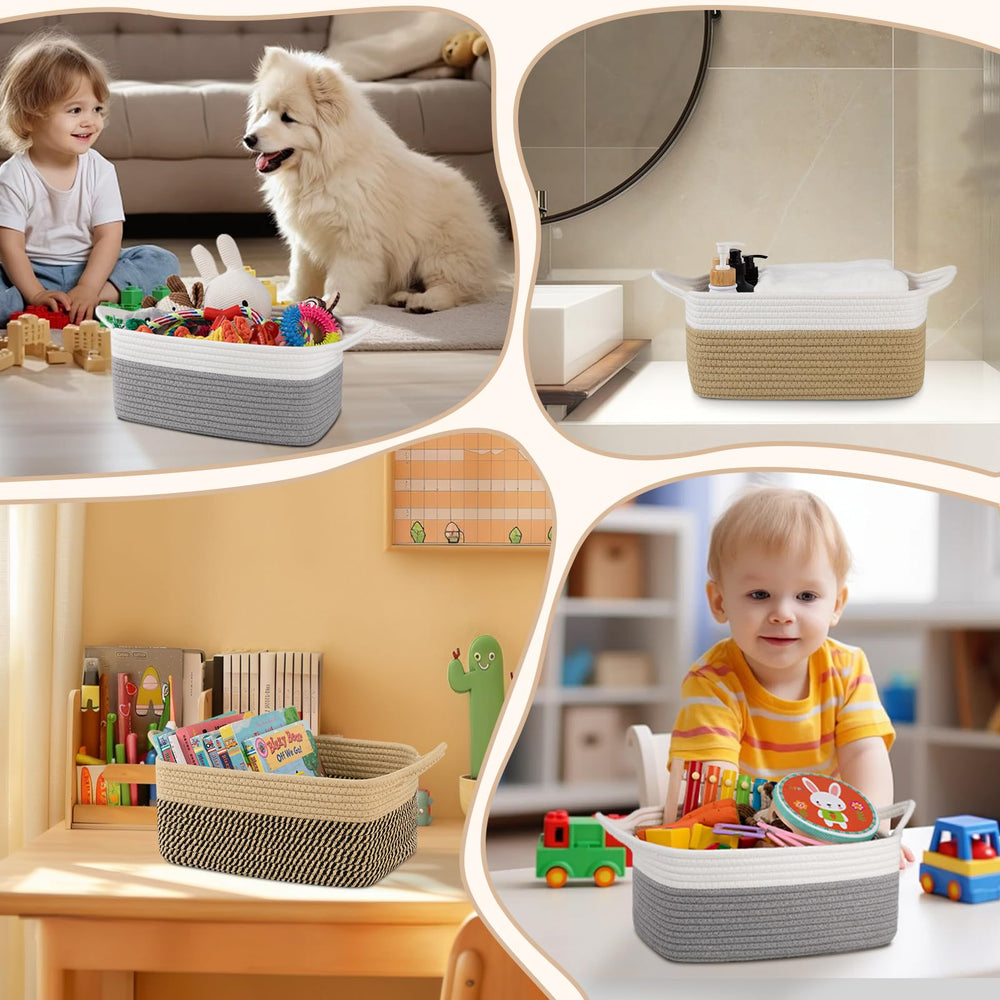 OIAHOMY storage basket on nightstand for tidy organization.