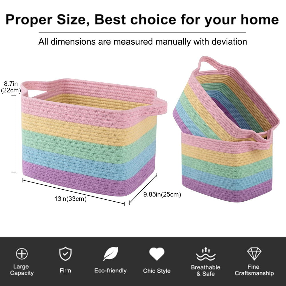 OIAHOMY Rainbow Pastel foldable basket in a bathroom setting for towels