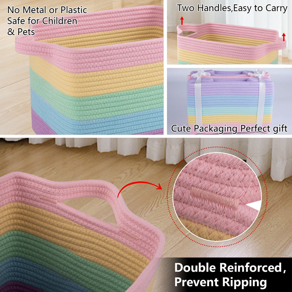 OIAHOMY Rainbow Pastel basket adds Nordic style to living room