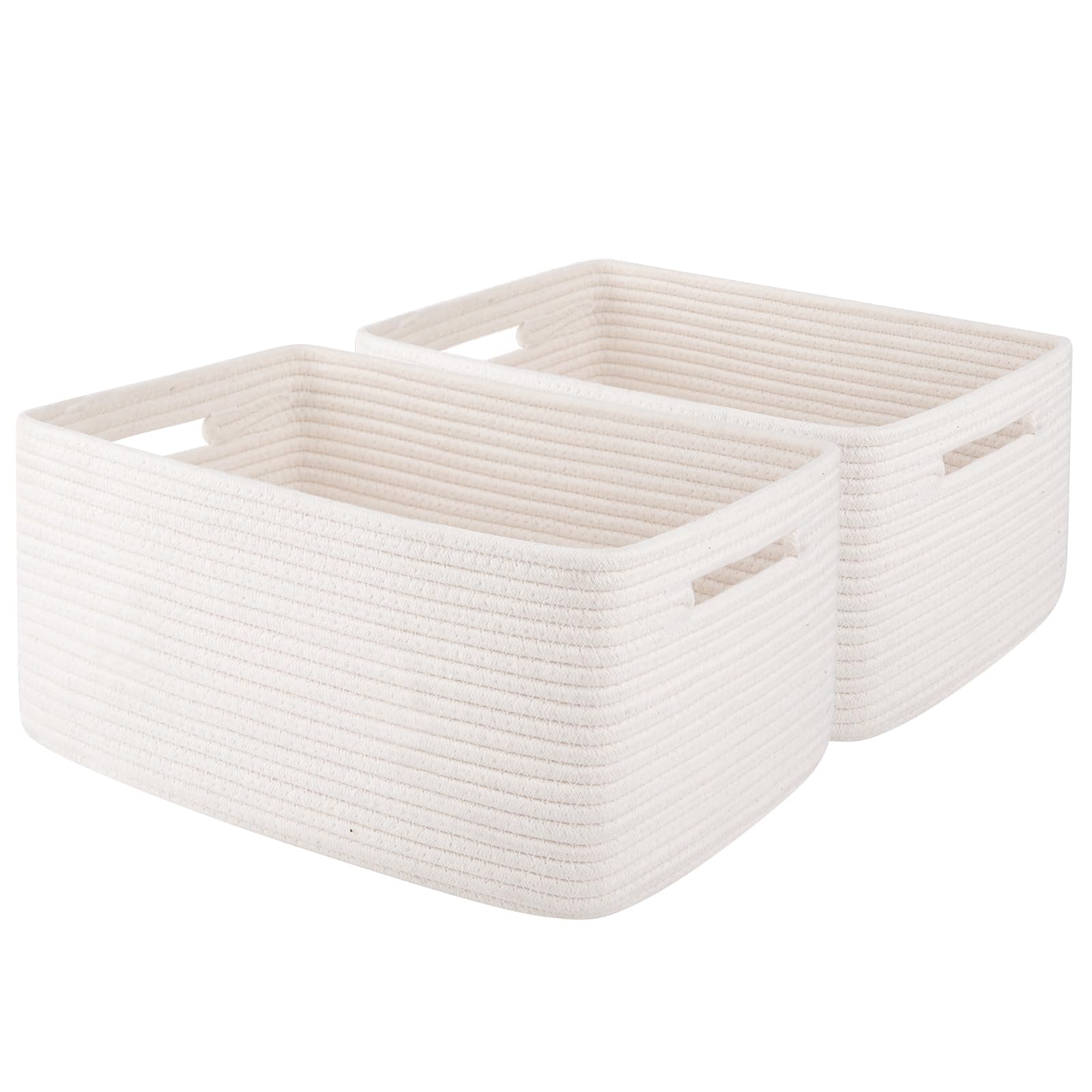 OIAHOMY storage basket rectangular 2-pack showcases durable woven texture for tidy shelves.
