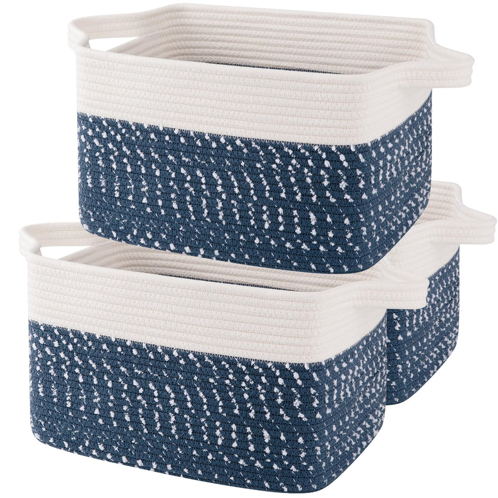 OIAHOMY storage basket set 3 white and blue for tidy living spaces