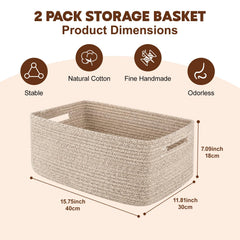 OIAHOMY storage basket close-up shows soft cotton rope weave and sturdy construction