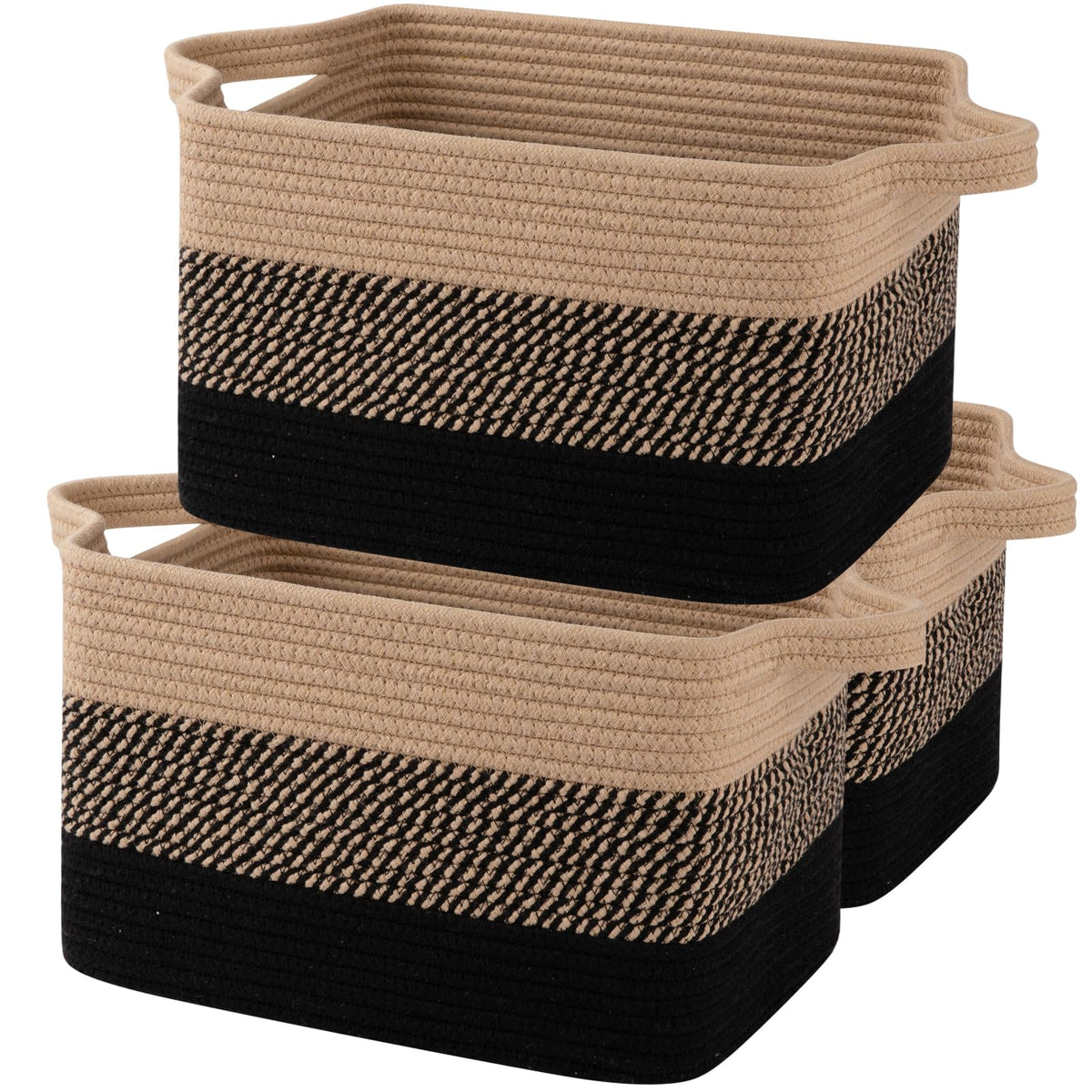 OIAHOMY woven cotton rope storage basket for versatile organization at home