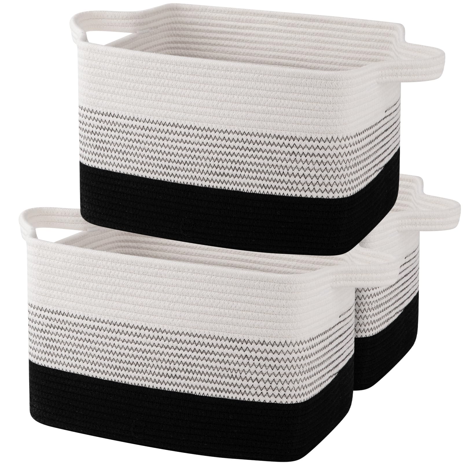 OIAHOMY woven storage basket with foldable handles for easy organization.