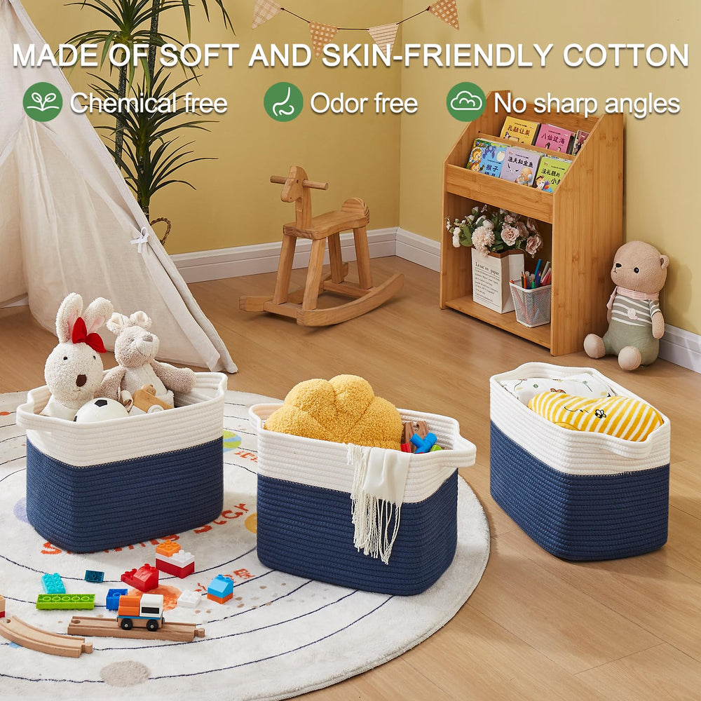 OIAHOMY foldable basket with built-in handles enables easy transport between rooms.