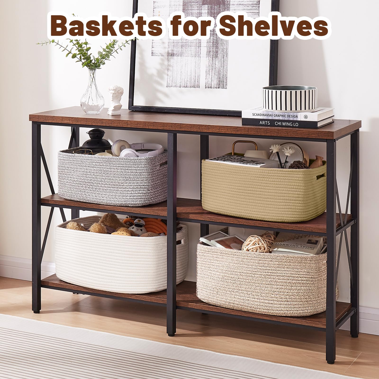 OIAHOMY rectangular basket on shelf, easy to grab items
