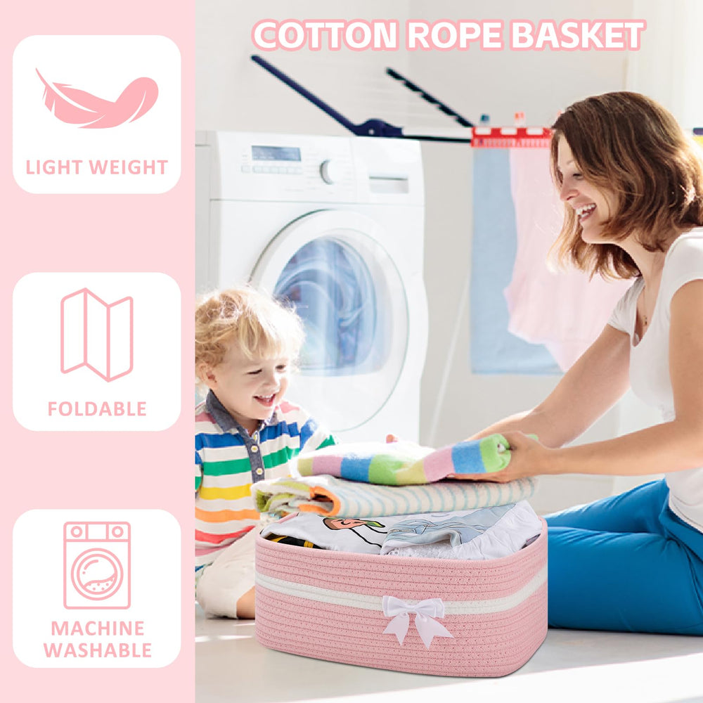OIAHOMY toy storage basket in pink versatile for toys