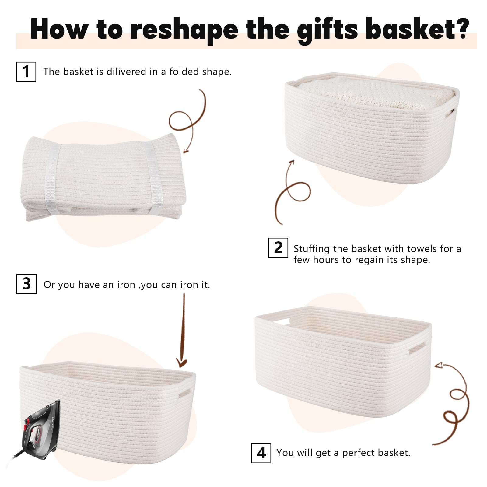 OIAHOMY two-pack white baskets complement any room.