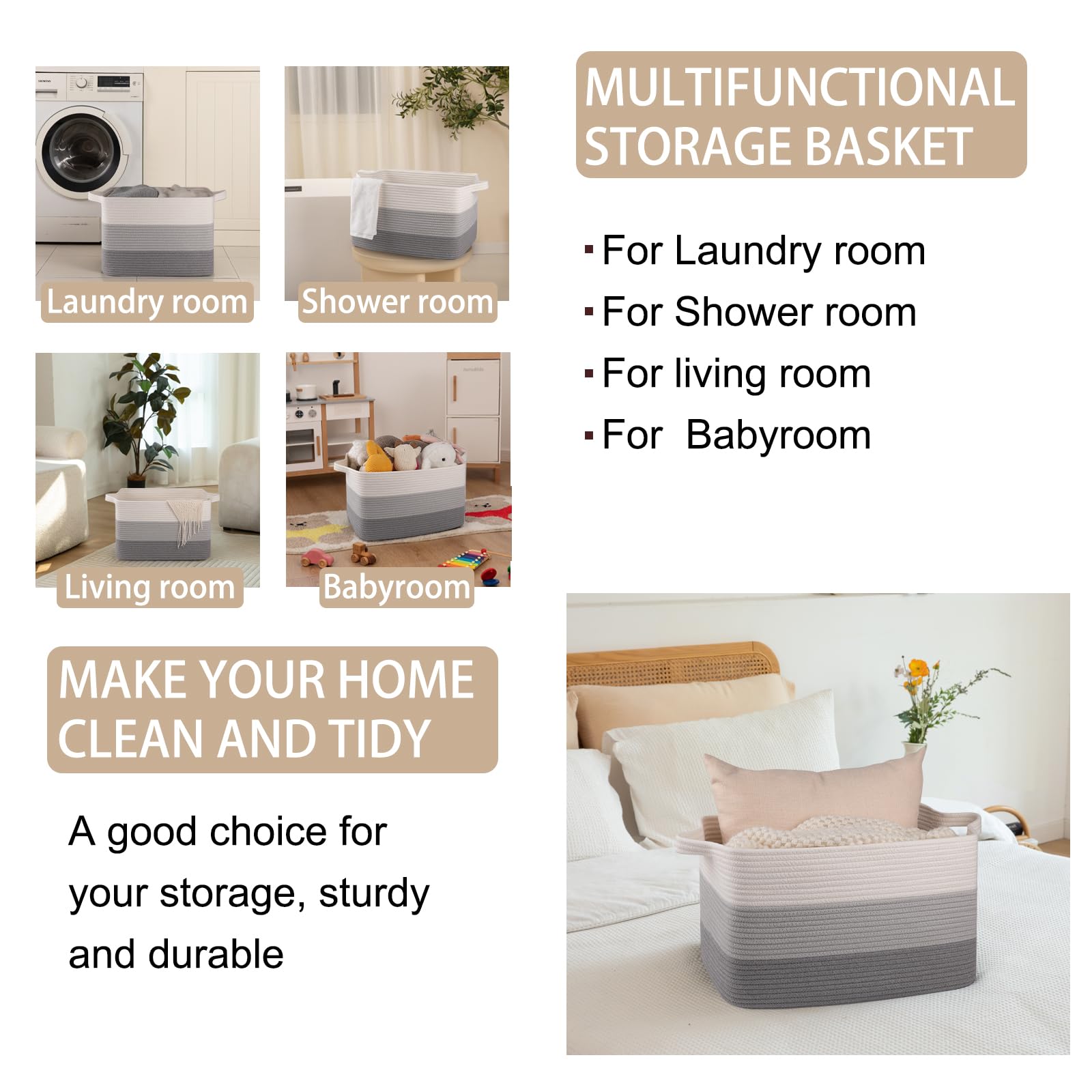 Machine washable basket for simple cleaning and care.