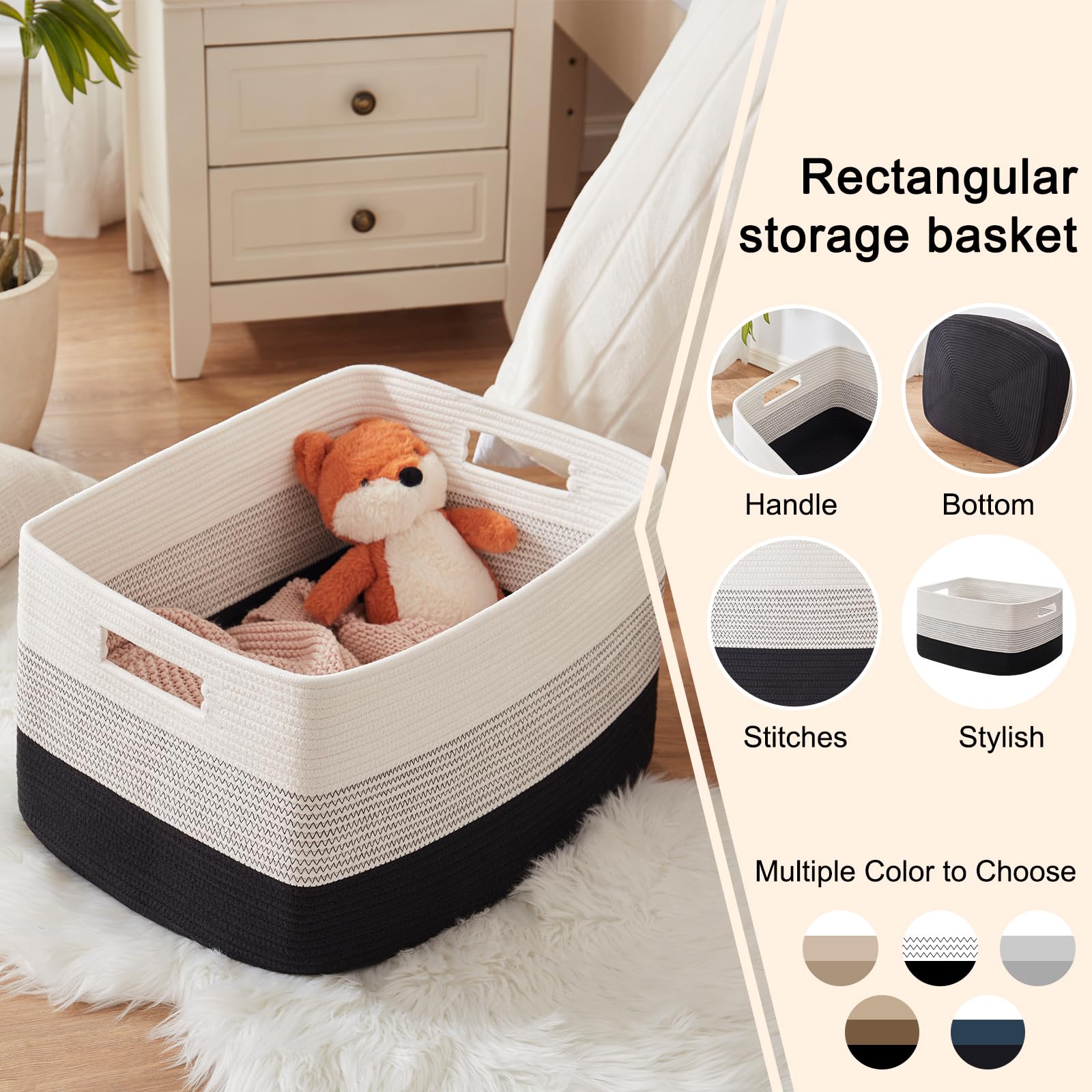 OIAHOMY washable cotton rope basket is easy to clean.