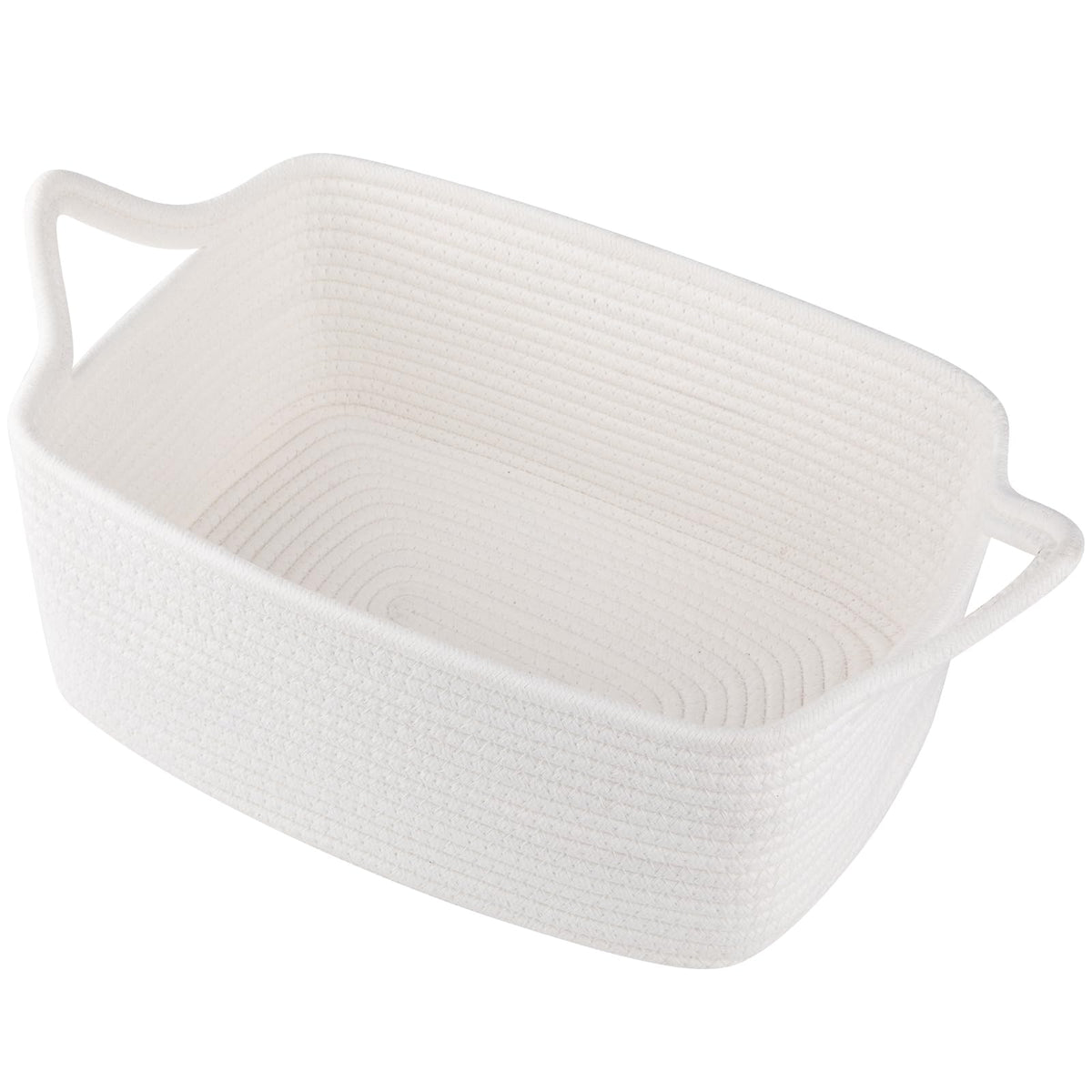 OIAHOMY woven basket with cat-ear handles for easy portable toy storage.