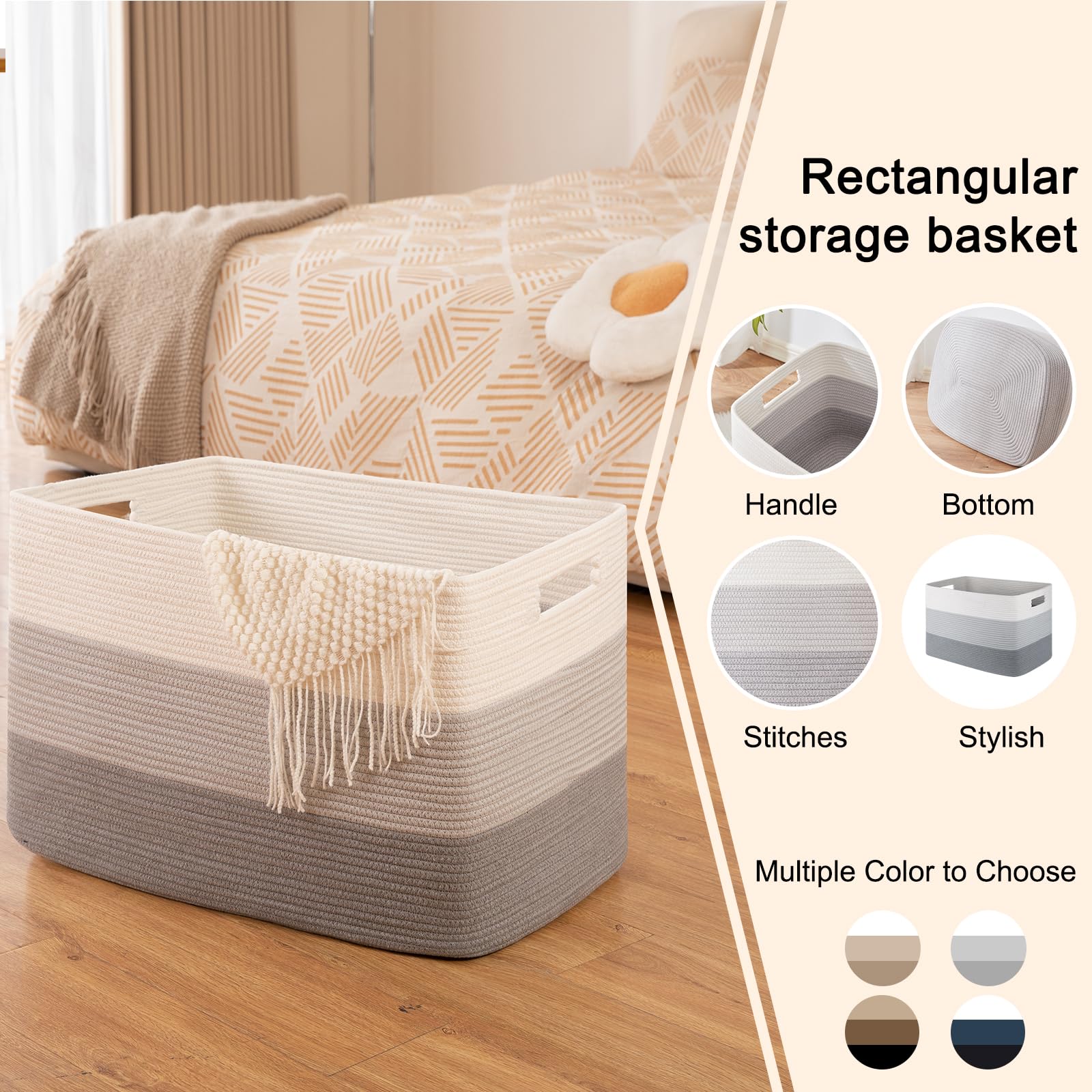 OIAHOMY foldable woven basket saves space when not in use