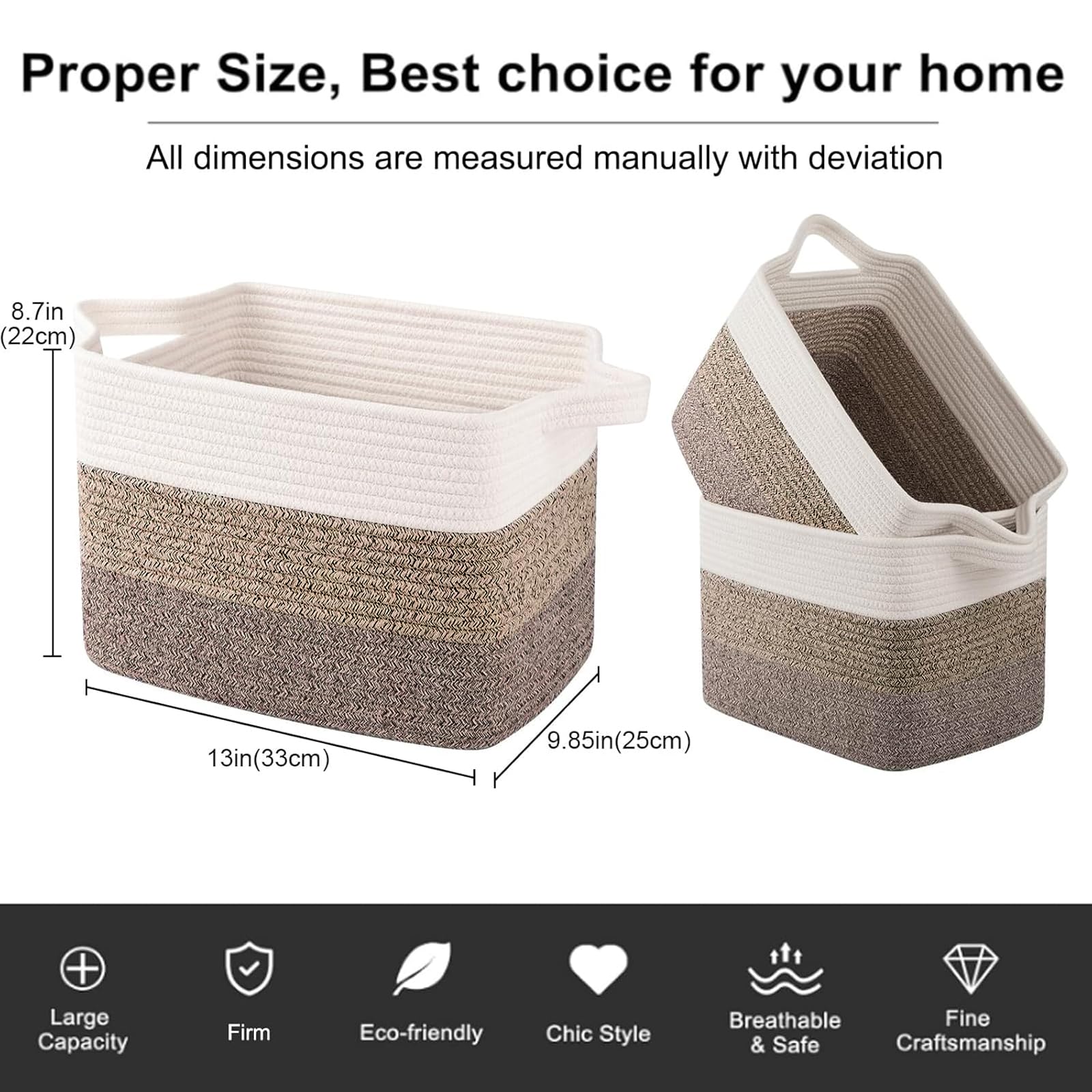 OIAHOMY handwoven basket with built-in handles for easy portability