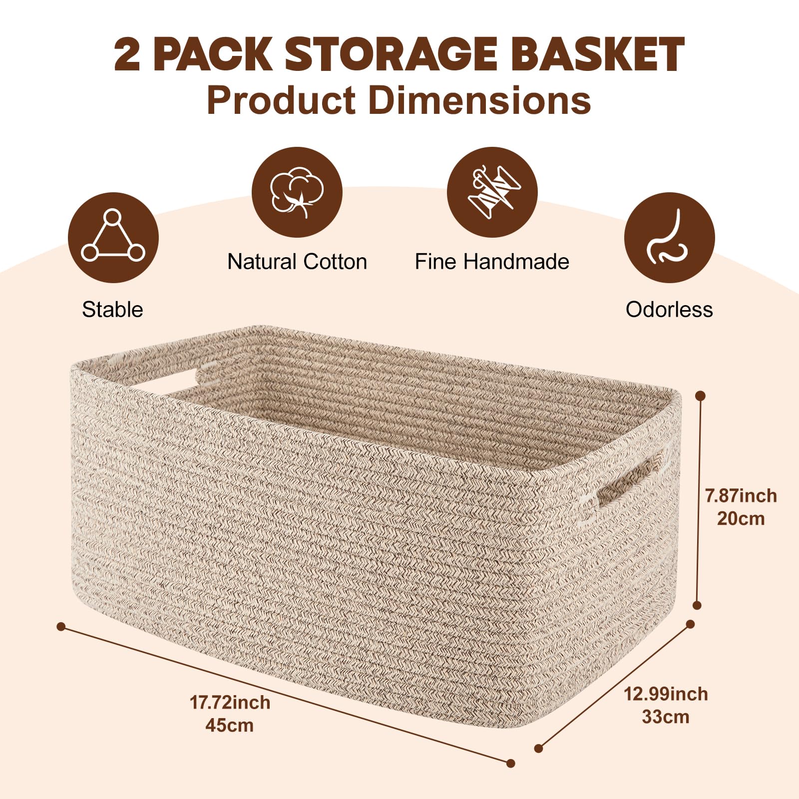 OIAHOMY woven rope basket rectangular fits cube shelves with style.