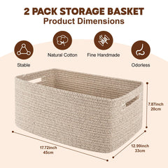 OIAHOMY woven rope basket rectangular fits cube shelves with style.