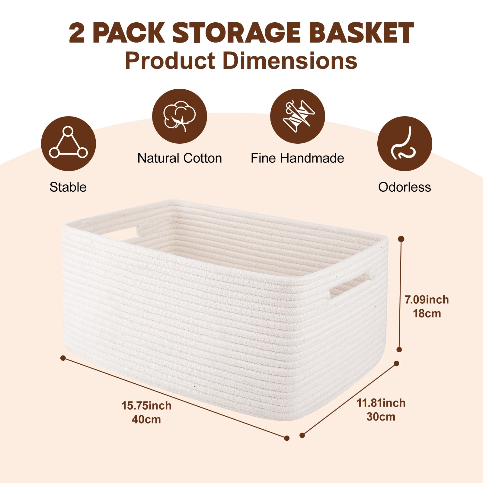 OIAHOMY woven rope basket close-up highlights soft material and safe baby-friendly design.