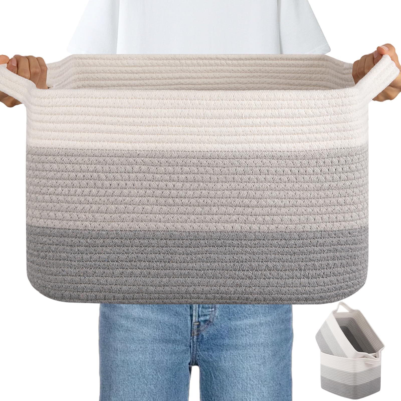 OIAHOMY woven storage basket folding design for easy portability and versatile storage.