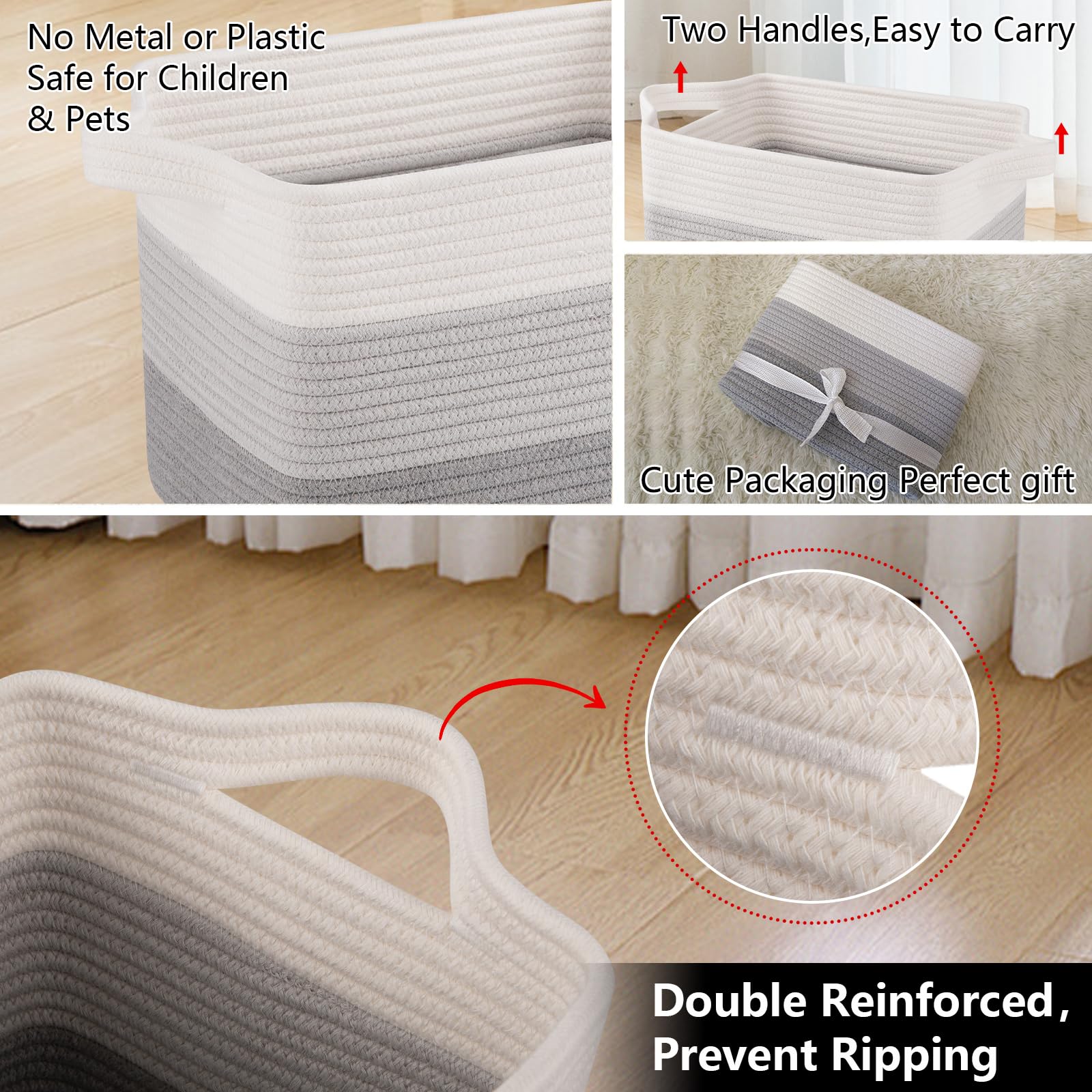OIAHOMY woven storage basket handles portable and easy to carry.