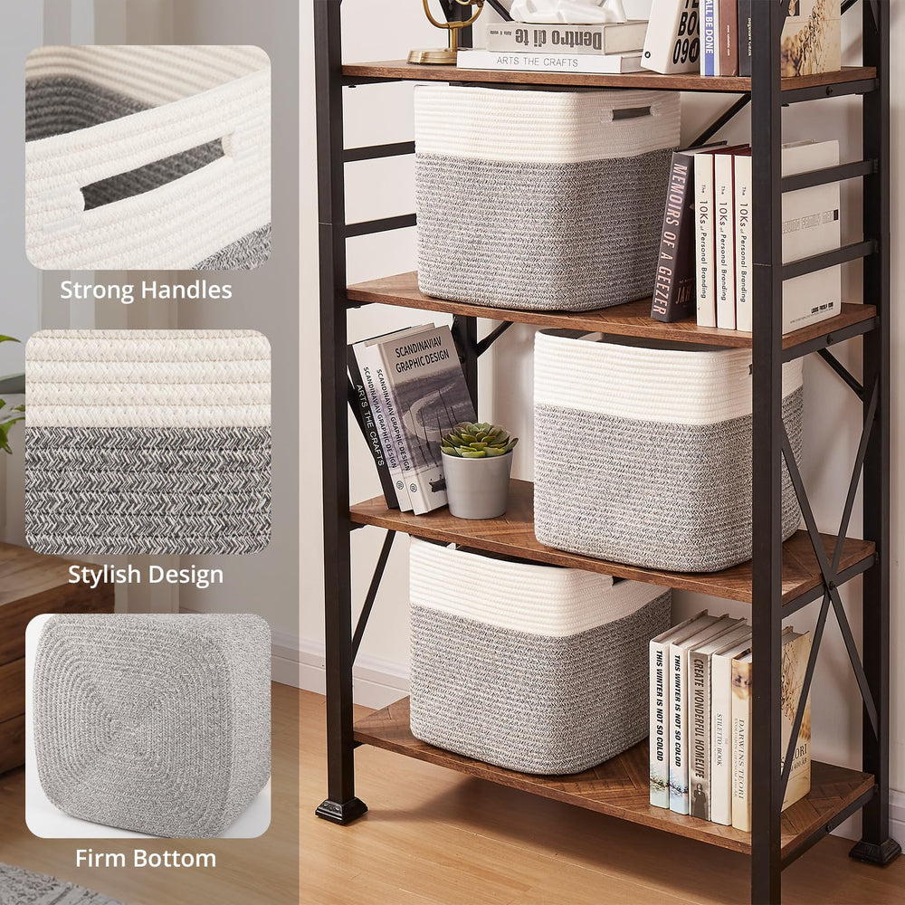 OIAHOMY woven storage bin on shelf demonstrates neat organization