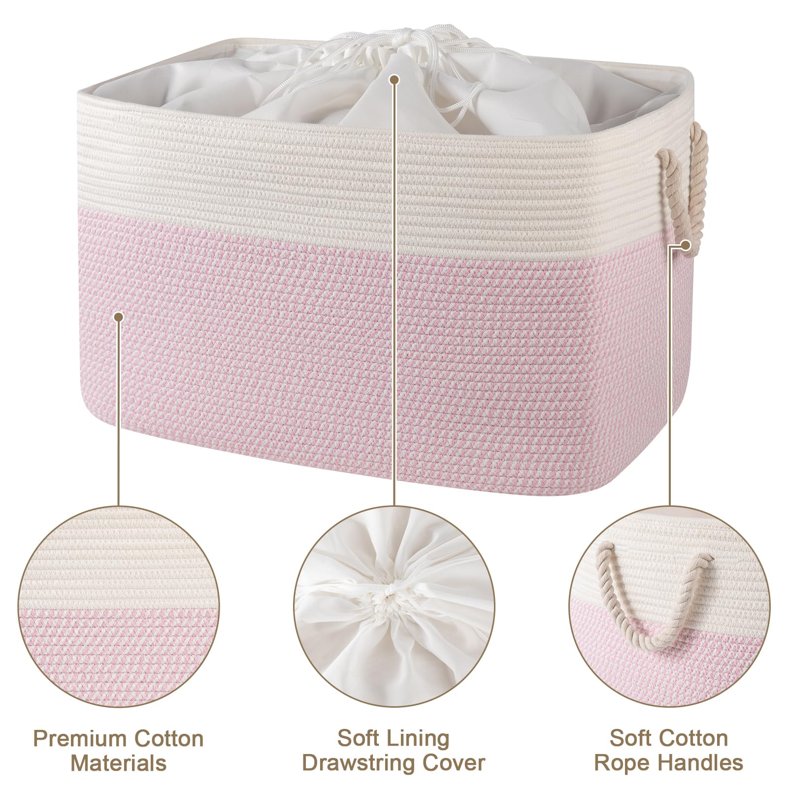 OIASKET woven texture basket adds soft stylish storage for toys and blankets