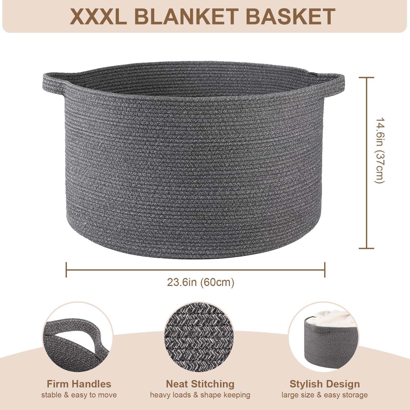 OIASKET woven basket with handles ideal for heavy items and easy carrying