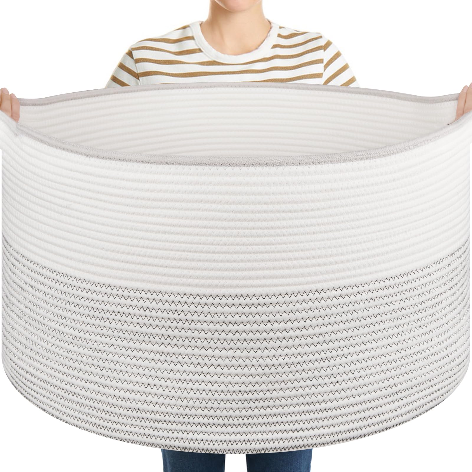 OIASKET blanket basket large dimension stores bulky items neatly.
