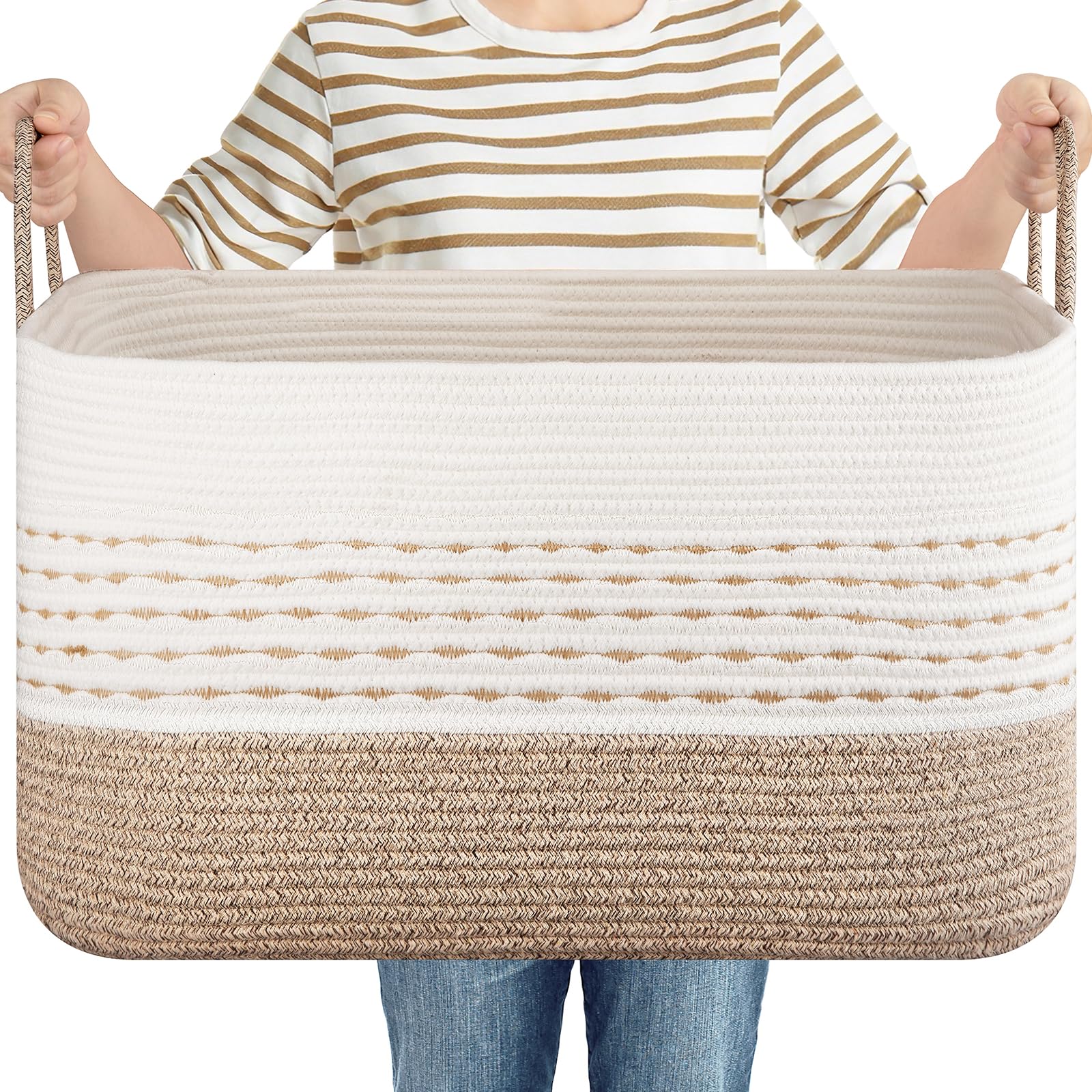 OIASKET large blanket basket front view for tidy blankets and toys