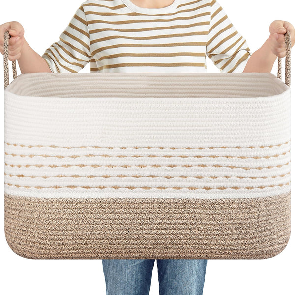 OIASKET large blanket basket front view for tidy blankets and toys