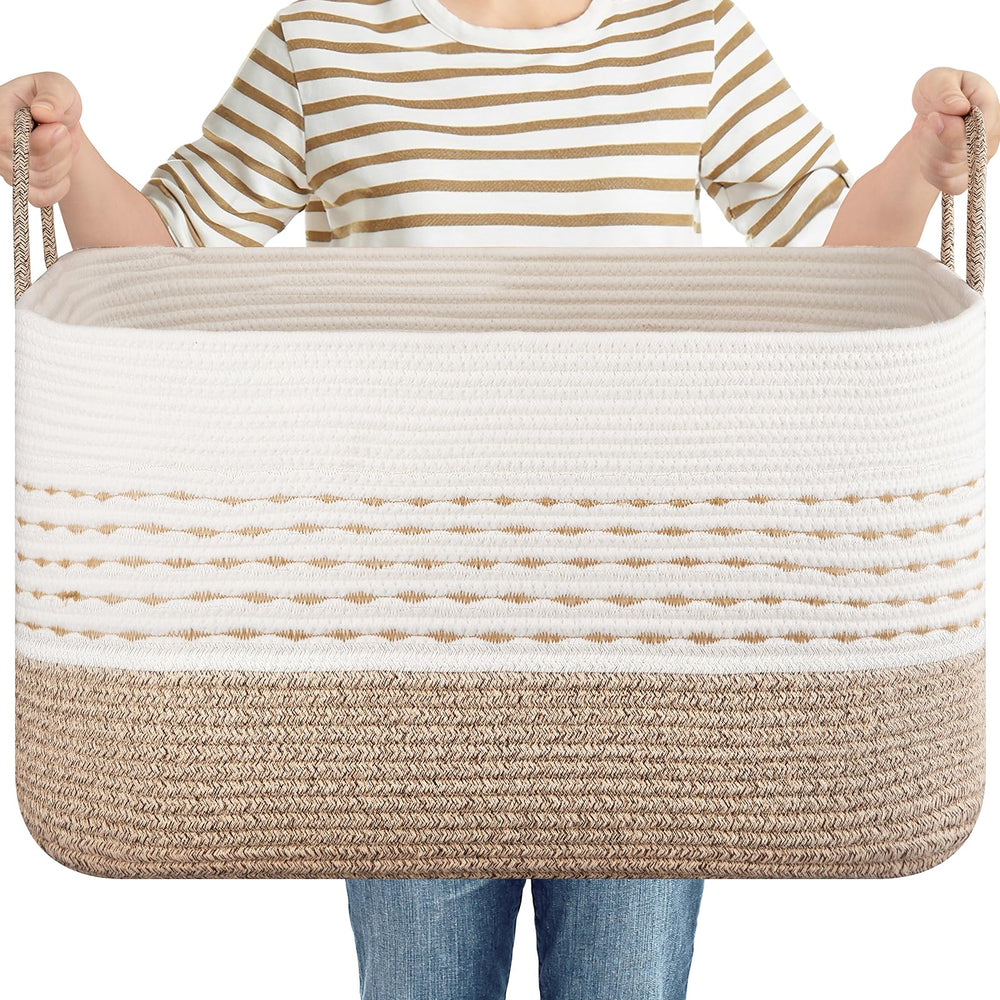 OIASKET large blanket basket front view for tidy blankets and toys