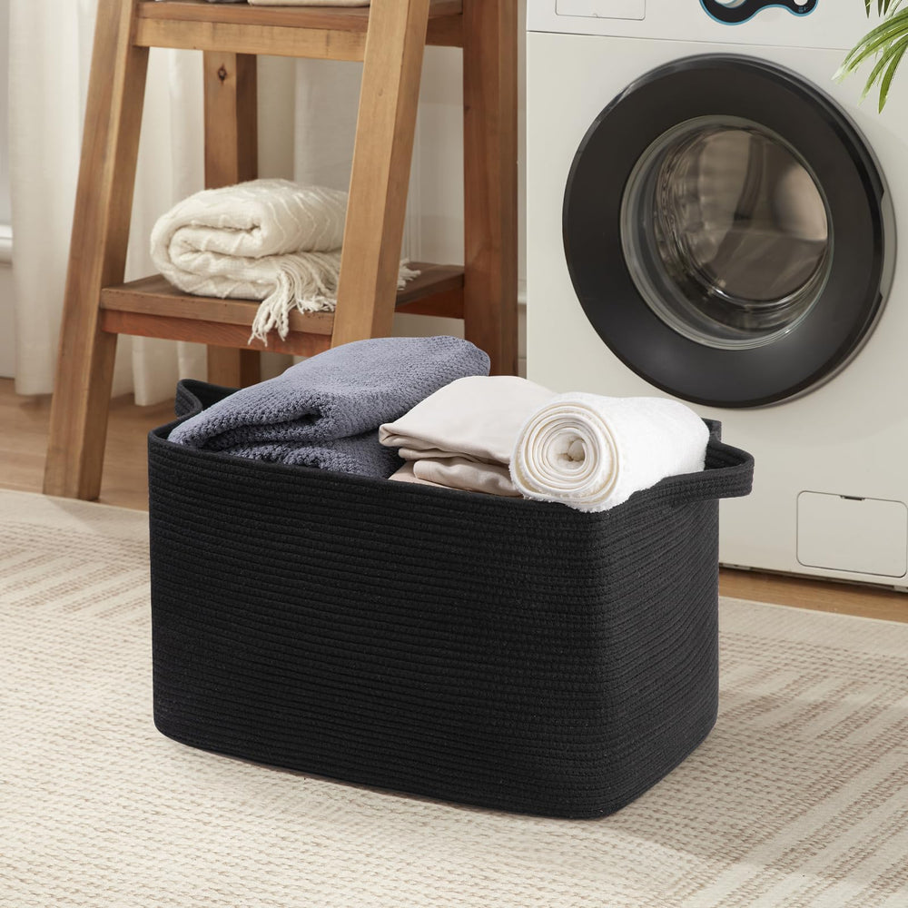 OIASKET blanket basket on shelf for organized storage in living spaces