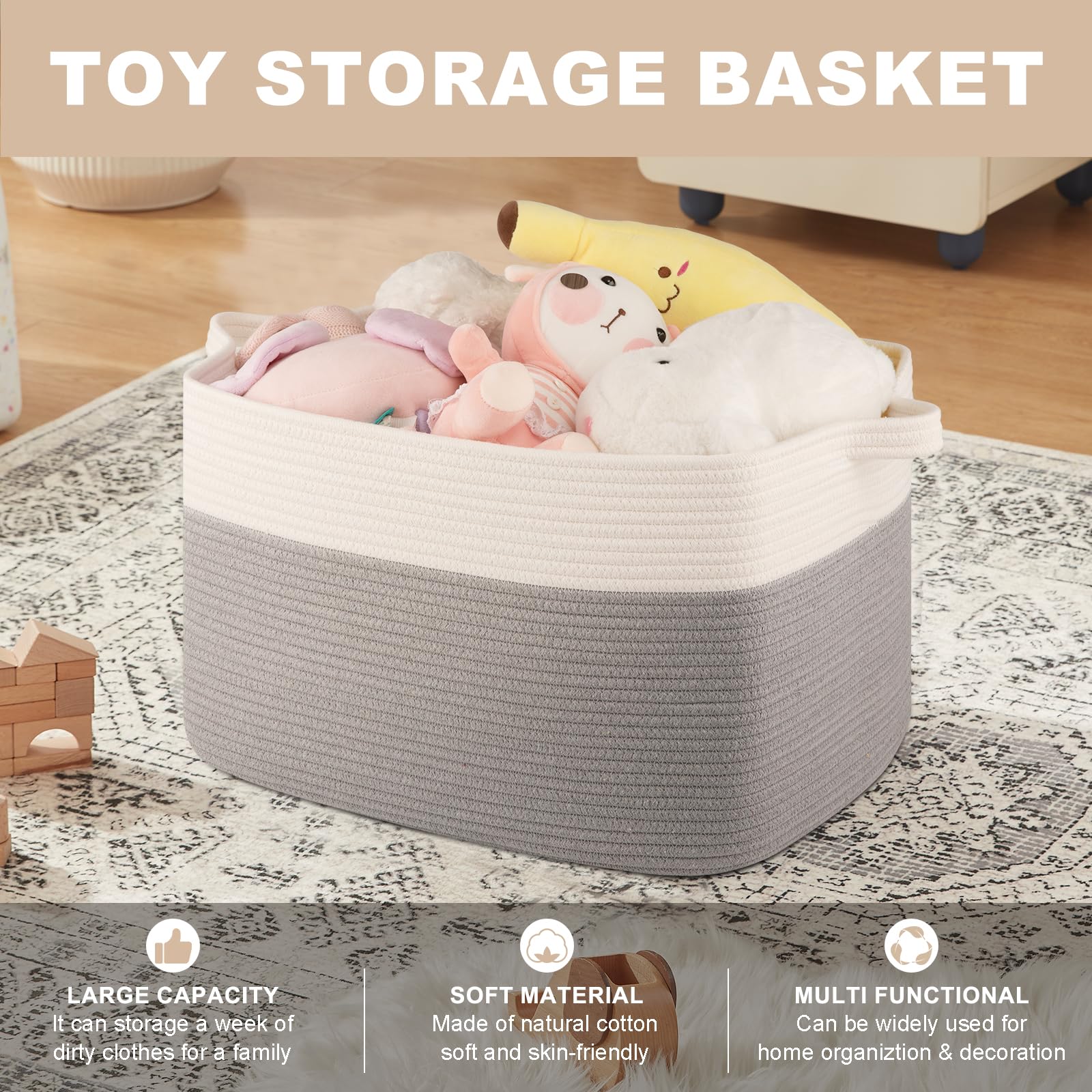 OIASKET blanket basket on a shelf keeps living spaces organized with tidy storage