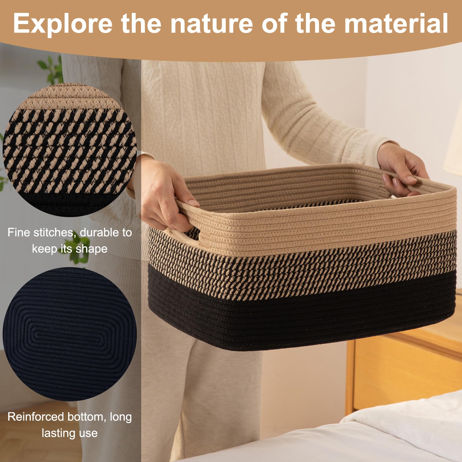 OIASKET blanket storage basket adds warmth and texture to any room.