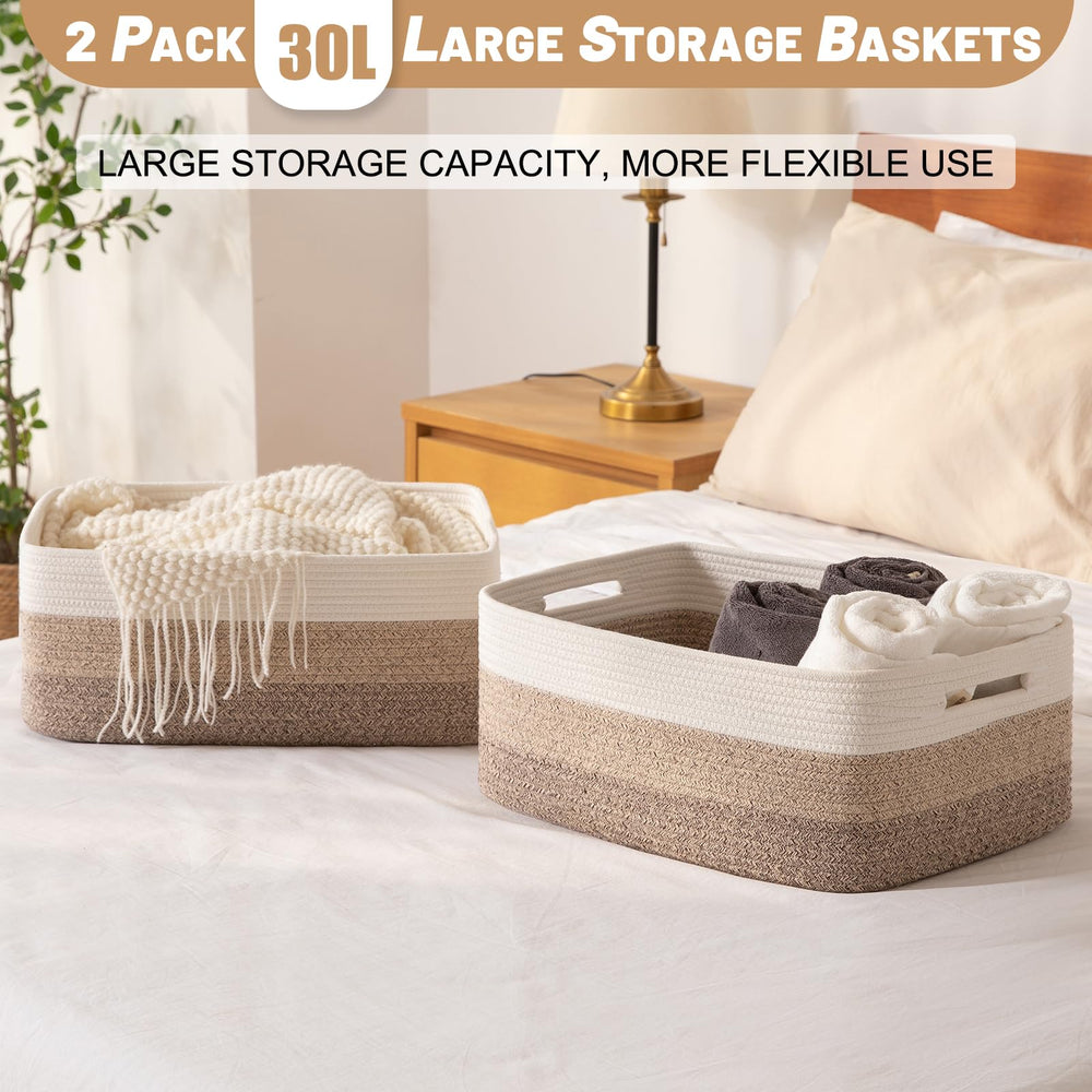 OIASKET blanket-storage basket filled with throws for cozy organization