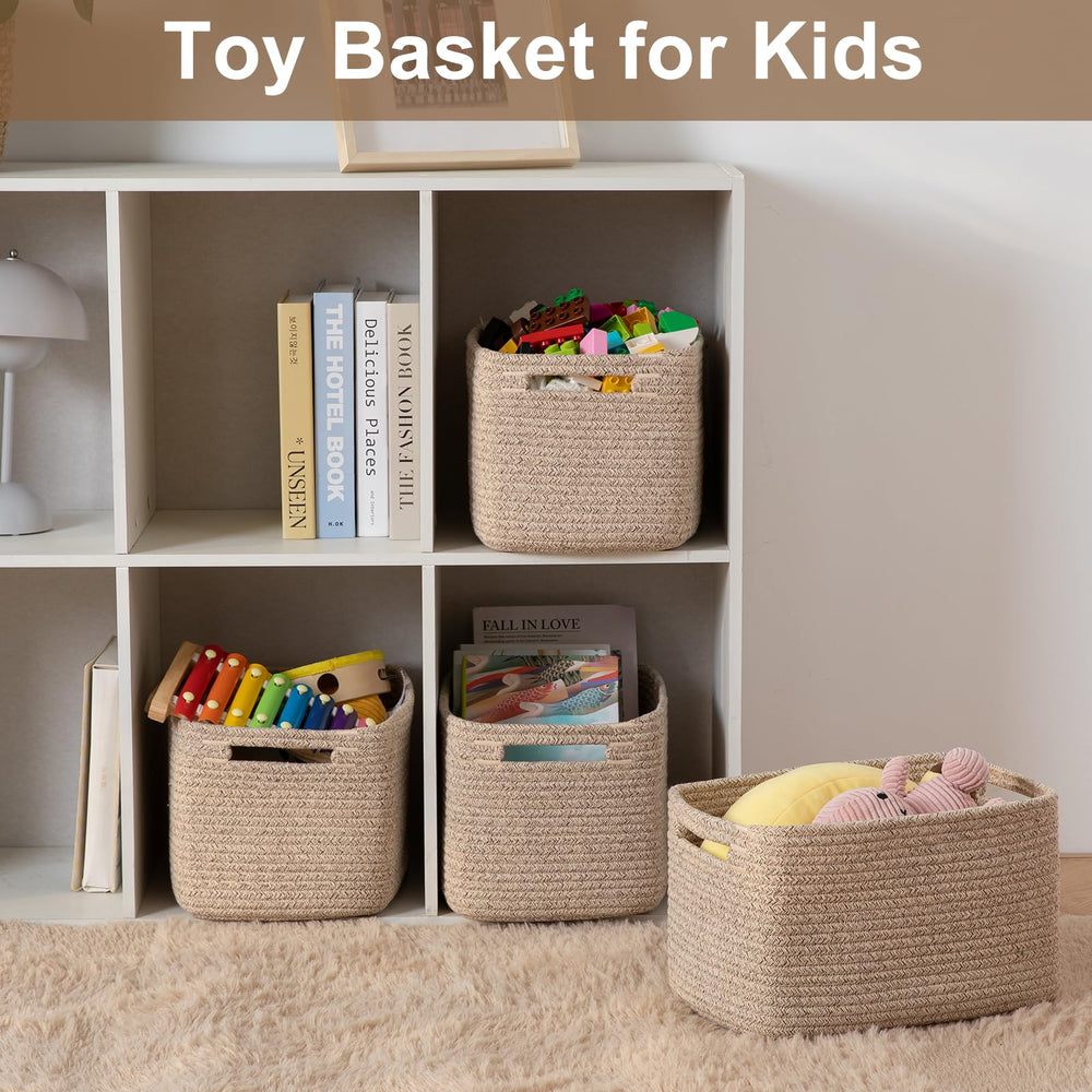 OIASKET books and magazines storage basket on a bookshelf