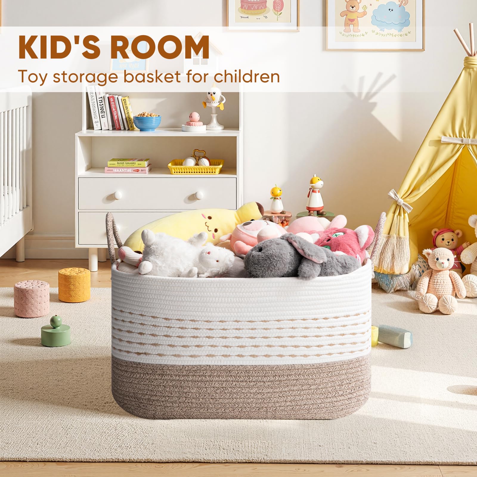 Machine-washable cotton rope basket for simple care