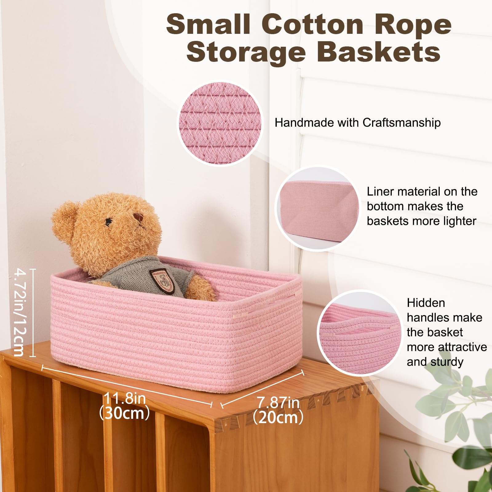 OIASKET cotton rope baskets with soft-lined bottoms for safe, durable storage.