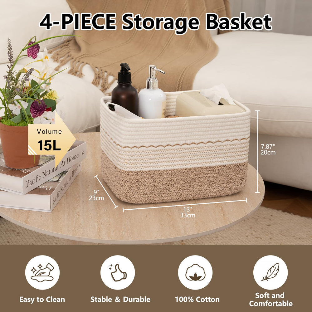 OIASKET decorative storage basket with soft cotton rope for towels