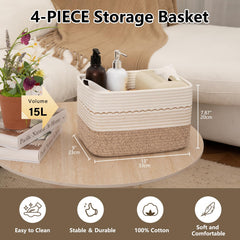 OIASKET decorative storage basket with soft cotton rope for towels