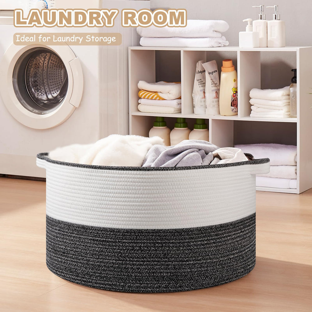 OIASKET durable cotton rope basket blends with modern home interiors