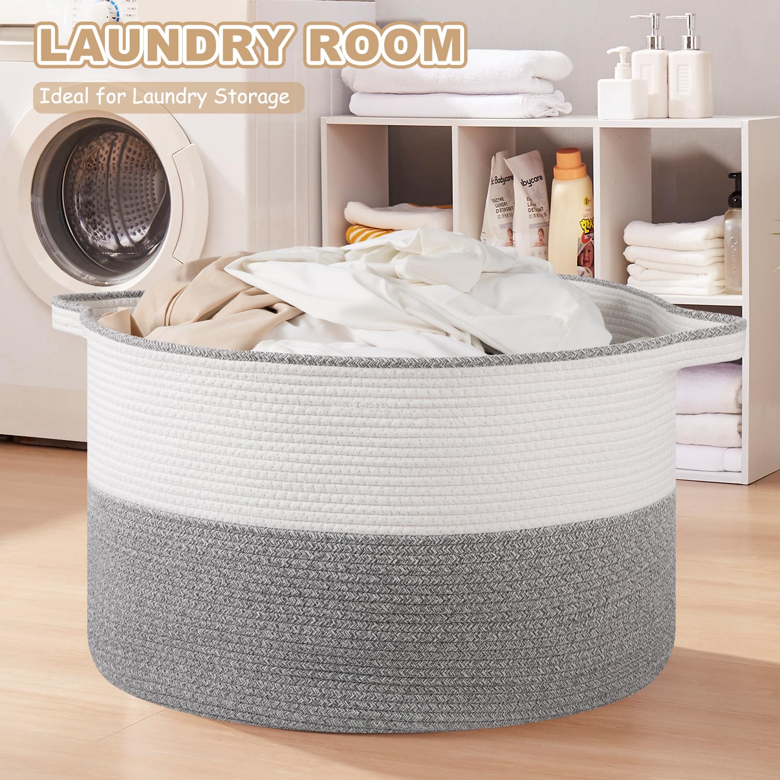 OIASKET durable cotton rope basket is soft yet sturdy for kids and pets.