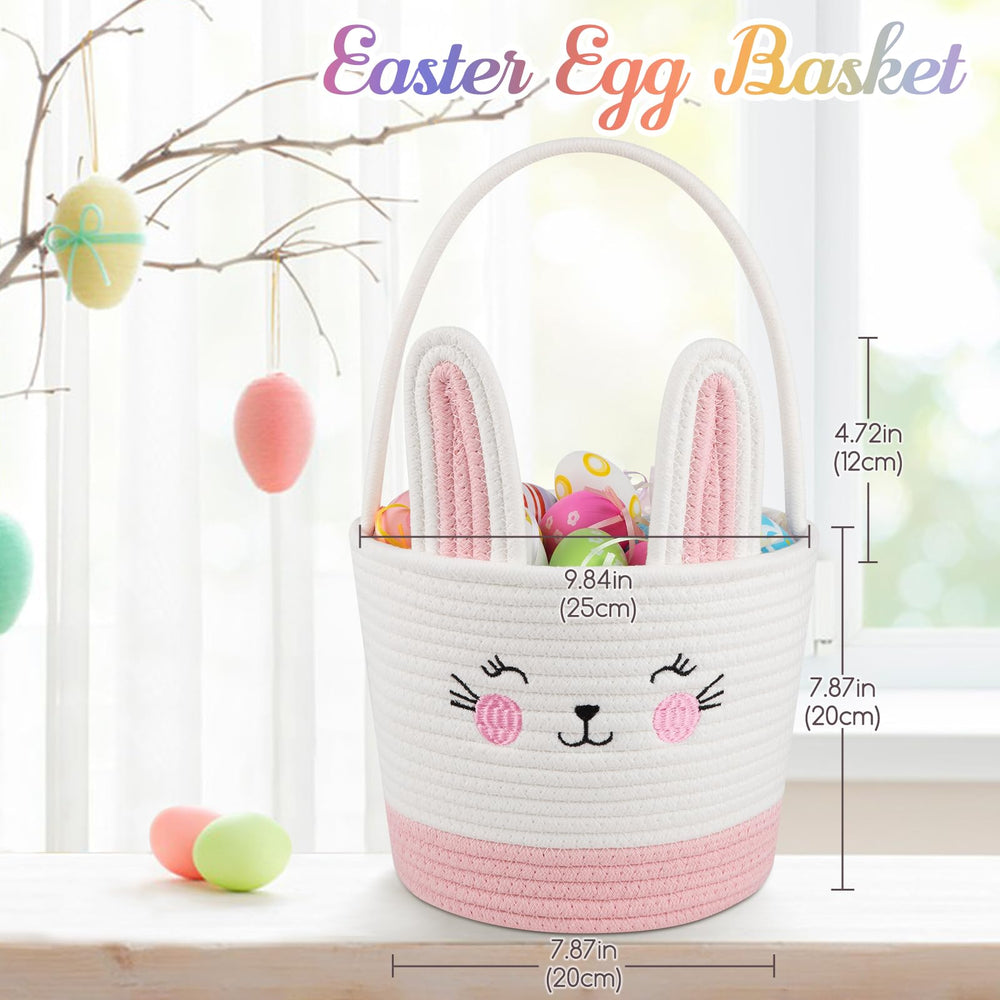 OIASKET Easter basket with eggs showing spacious interior.